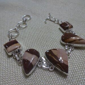 Natural COCONUT JASPER Handmade Sterling 925 Handmade Bracelet #231C